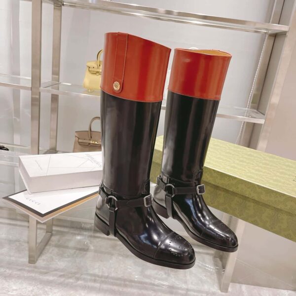 Gucci Knee-High Boot With Harness Black For Women GG 674670 DS8J0 1079