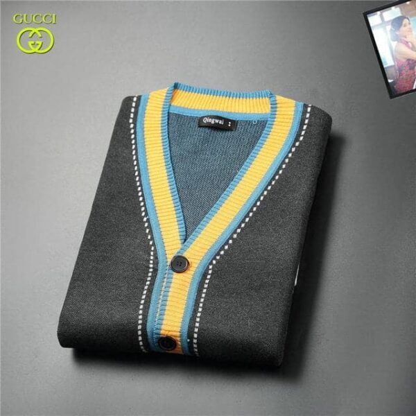 Gucci Knit Wool Cardigan With Patch Black For Men