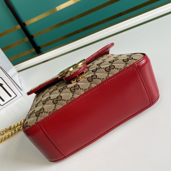 1:1 Replica Gucci Ladies GG Canvas Marmont Mini Top Handle Bag Beige And Red GG Canvas For Women 8.3in/21cm GG 583571 HVKEG 8561