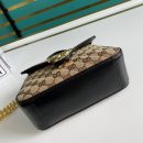 1:1 Replica Gucci Ladies GG Canvas Marmont Mini Top Handle Bag Beige/Ebony Diagonal Matelassé Original GG Canvas 8.3in/21cm GG 583571 HVKEG 9772