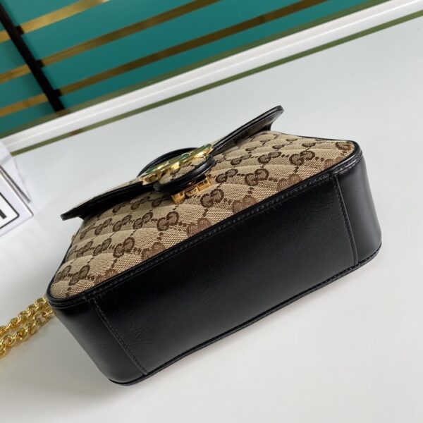 1:1 Replica Gucci Ladies GG Canvas Marmont Mini Top Handle Bag Beige/Ebony Diagonal Matelassé Original GG Canvas 8.3in/21cm GG 583571 HVKEG 9772