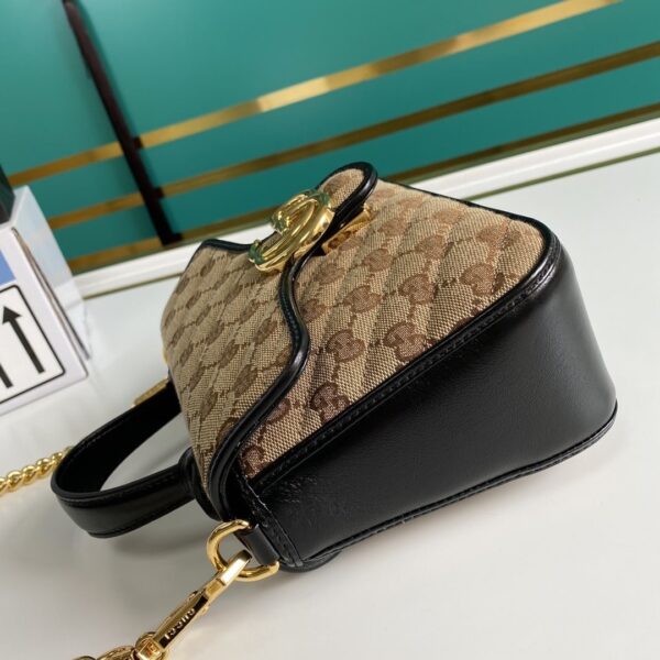 1:1 Replica Gucci Ladies GG Canvas Marmont Mini Top Handle Bag Beige/Ebony Diagonal Matelassé Original GG Canvas 8.3in/21cm GG 583571 HVKEG 9772