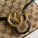 1:1 Replica Gucci Ladies GG Canvas Marmont Mini Top Handle Bag Beige/Ebony Diagonal Matelassé Original GG Canvas 8.3in/21cm GG 583571 HVKEG 9772