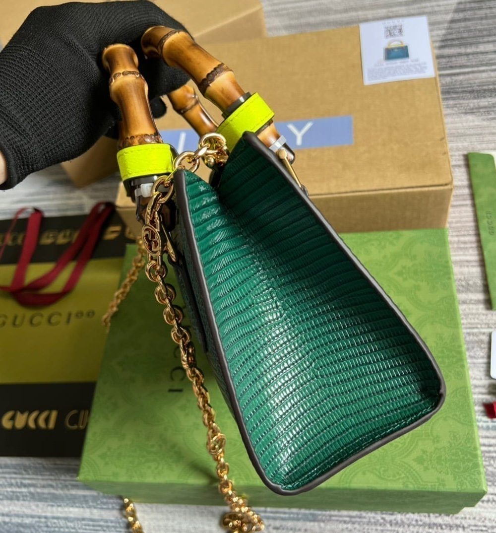 1:1 Replica Gucci Lizard Mini Tote Bag Green For Women, Women's Bags 7.9in/20cm GG