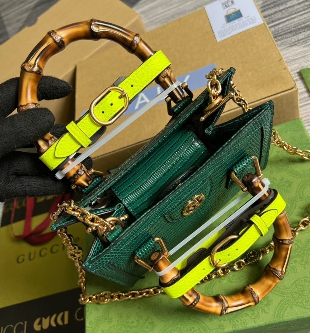 1:1 Replica Gucci Lizard Mini Tote Bag Green For Women, Women's Bags 7.9in/20cm GG