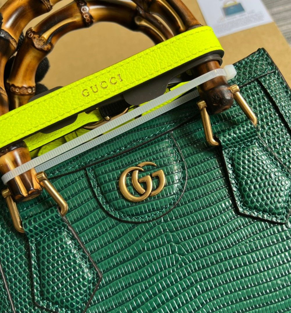 1:1 Replica Gucci Lizard Mini Tote Bag Green For Women, Women's Bags 7.9in/20cm GG
