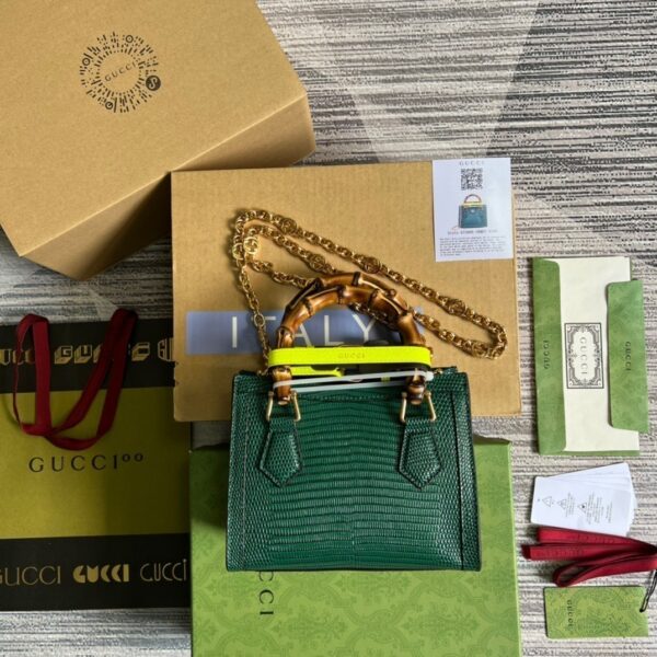 1:1 Replica Gucci Lizard Mini Tote Bag Green For Women, Women's Bags 7.9in/20cm GG