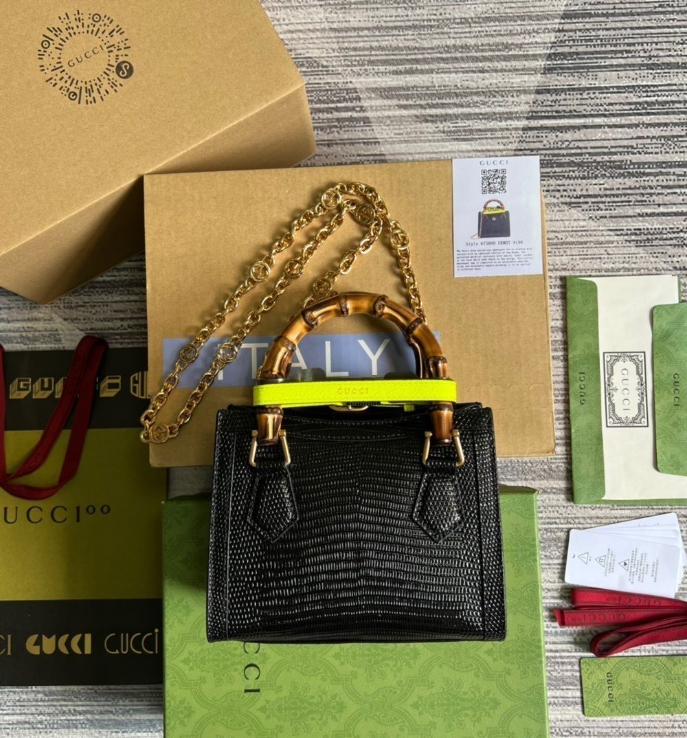 1:1 Replica Gucci Lizard Mini Tote Bag Green For Women, Women's Bags 7.9in/20cm GG