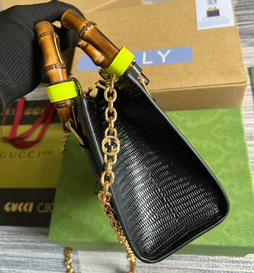 1:1 Replica Gucci Lizard Mini Tote Bag Green For Women, Women's Bags 7.9in/20cm GG