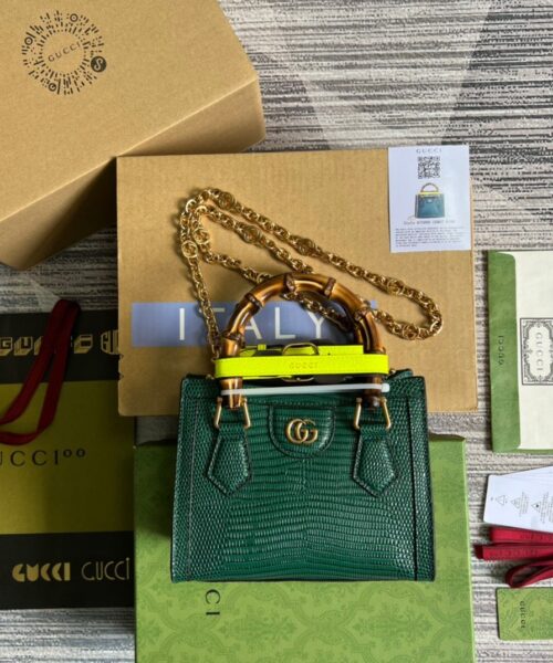1:1 Replica Gucci Lizard Mini Tote Bag Green For Women, Women's Bags 7.9in/20cm GG