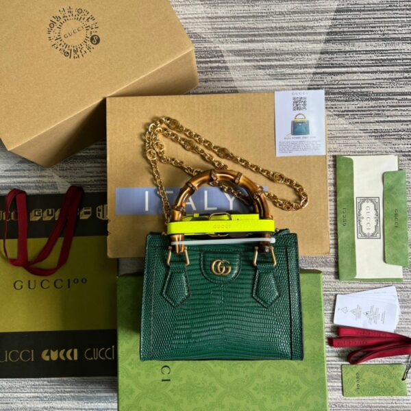 1:1 Replica Gucci Lizard Mini Tote Bag Green For Women, Women's Bags 7.9in/20cm GG