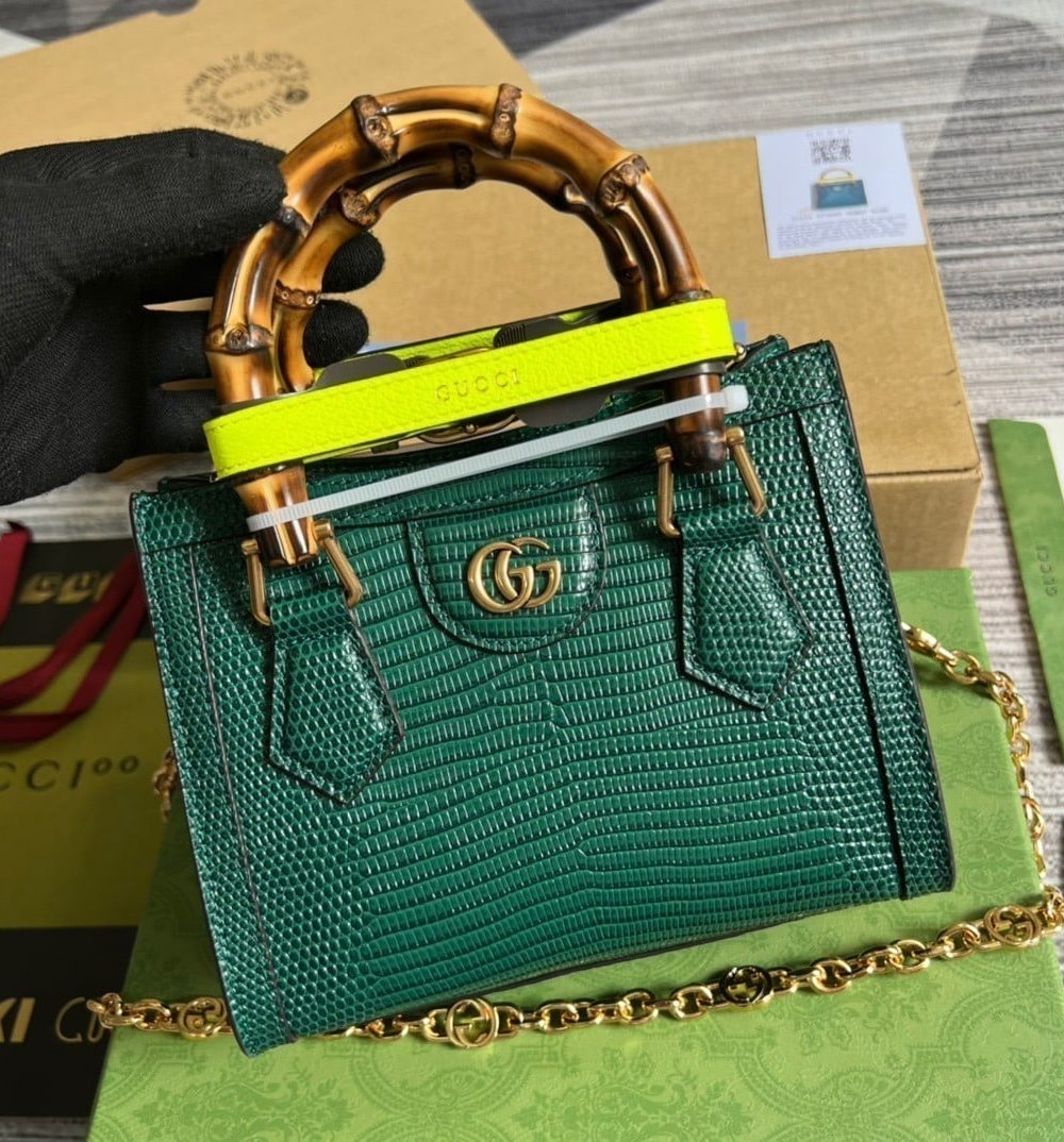 1:1 Replica Gucci Lizard Mini Tote Bag Green For Women, Women's Bags 7.9in/20cm GG