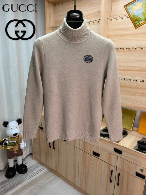 Gucci Logo GG Neck Jumper Sweater Beige For Men