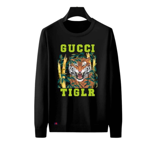 Gucci Logo Tiger Crewneck Sweatshirt Black For Men
