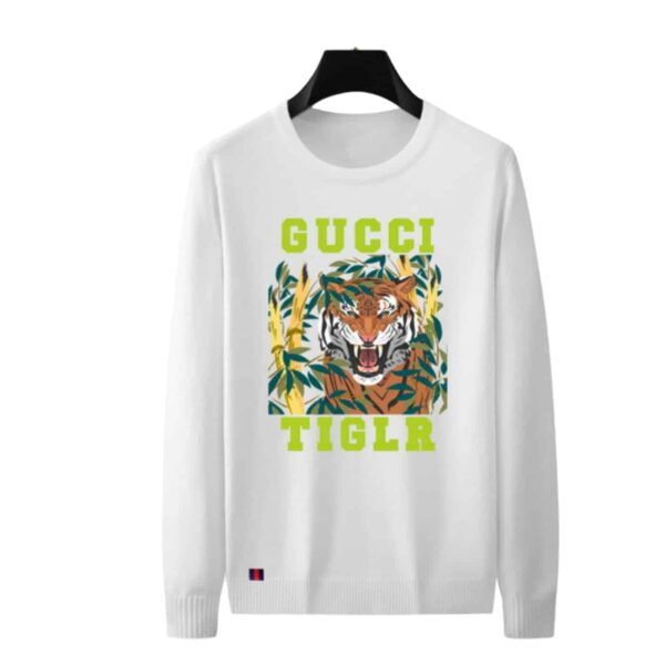 Gucci Logo Tiger Crewneck Sweatshirt White For Men