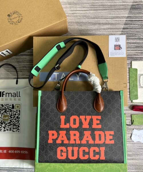 1:1 Replica Gucci Love Parade Gucci Tote Bag Green For Women, Women's Bags 12.2in/31cm GG