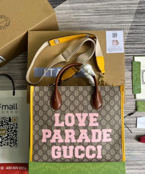 1:1 Replica Gucci Love Parade Gucci Tote Bag Yellow For Women, Women's Bags 12.2in/31cm GG