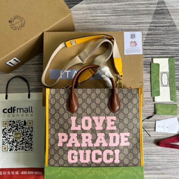 1:1 Replica Gucci Love Parade Gucci Tote Bag Yellow For Women, Women's Bags 12.2in/31cm GG