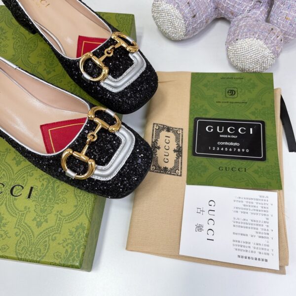 Gucci Lovelight Crystal Ballet Flat With Horsebit Black For Women GG