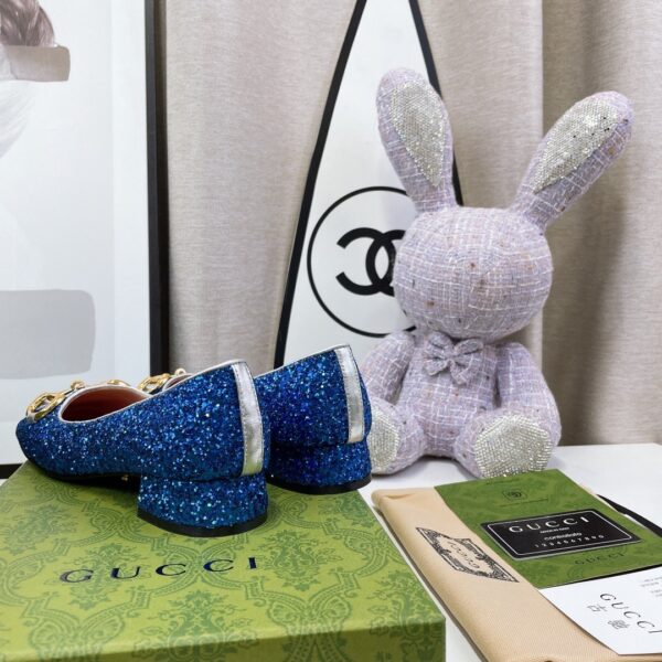 Gucci Lovelight Crystal Ballet Flat With Horsebit Blue For Women GG