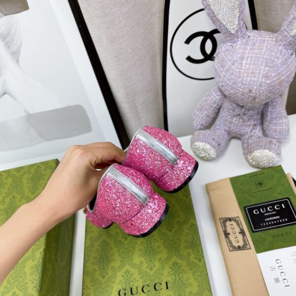 Gucci Lovelight Crystal Ballet Flat With Horsebit Silver For Women GG