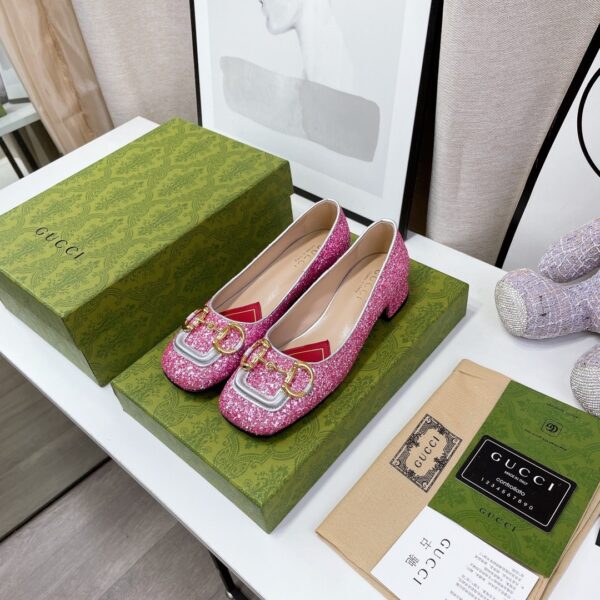 Gucci Lovelight Crystal Ballet Flat With Horsebit Silver For Women GG