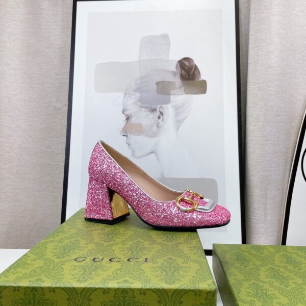 Gucci Lovelight Mid-Heel Crystal Ballet Flat With Horsebit Silver For Women GG