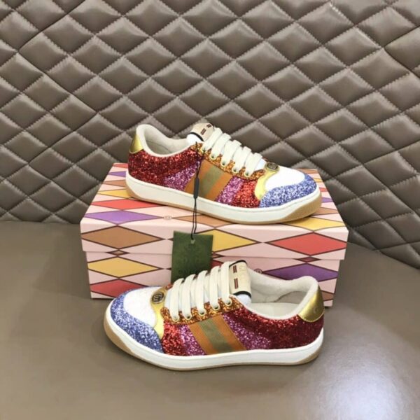 Gucci Lovelight Screener Sneaker Glitter Red For Women GG Shoes 710534 FAAKU 4942