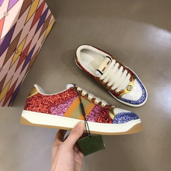 Gucci Lovelight Screener Sneaker Glitter Red For Women GG Shoes 710534 FAAKU 4942