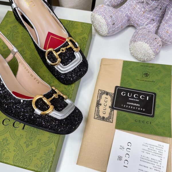 Gucci Lovelight Slingback Mid-Heel With Horsebit Black For Women GG