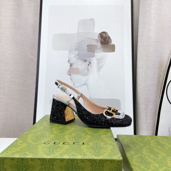 Gucci Lovelight Slingback Mid-Heel With Horsebit Black For Women GG