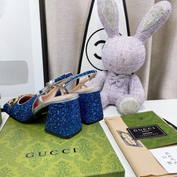 Gucci Lovelight Slingback Mid-Heel With Horsebit Blue For Women GG