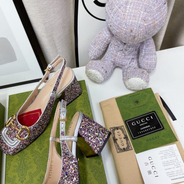 Gucci Lovelight Slingback Mid-Heel With Horsebit Multicolor For Women GG ‎707702 KSP20 8461