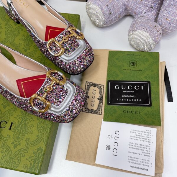 Gucci Lovelight Slingback Mid-Heel With Horsebit Multicolor For Women GG ‎707702 KSP20 8461