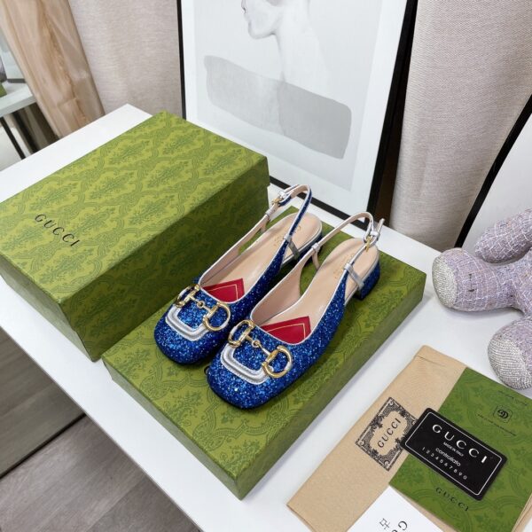Gucci Lovelight Slingback With Horsebit Blue For Women GG