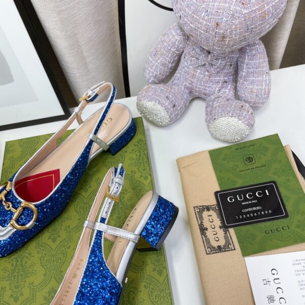 Gucci Lovelight Slingback With Horsebit Blue For Women GG