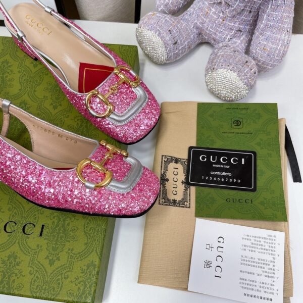 Gucci Lovelight Slingback With Horsebit Silver For Women GG