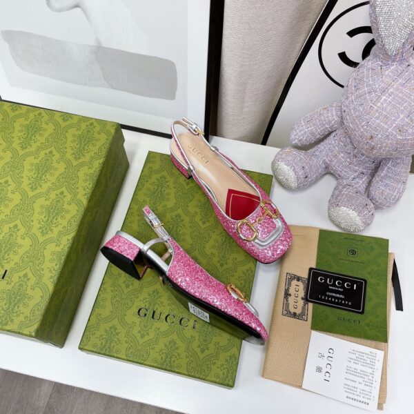 Gucci Lovelight Slingback With Horsebit Silver For Women GG