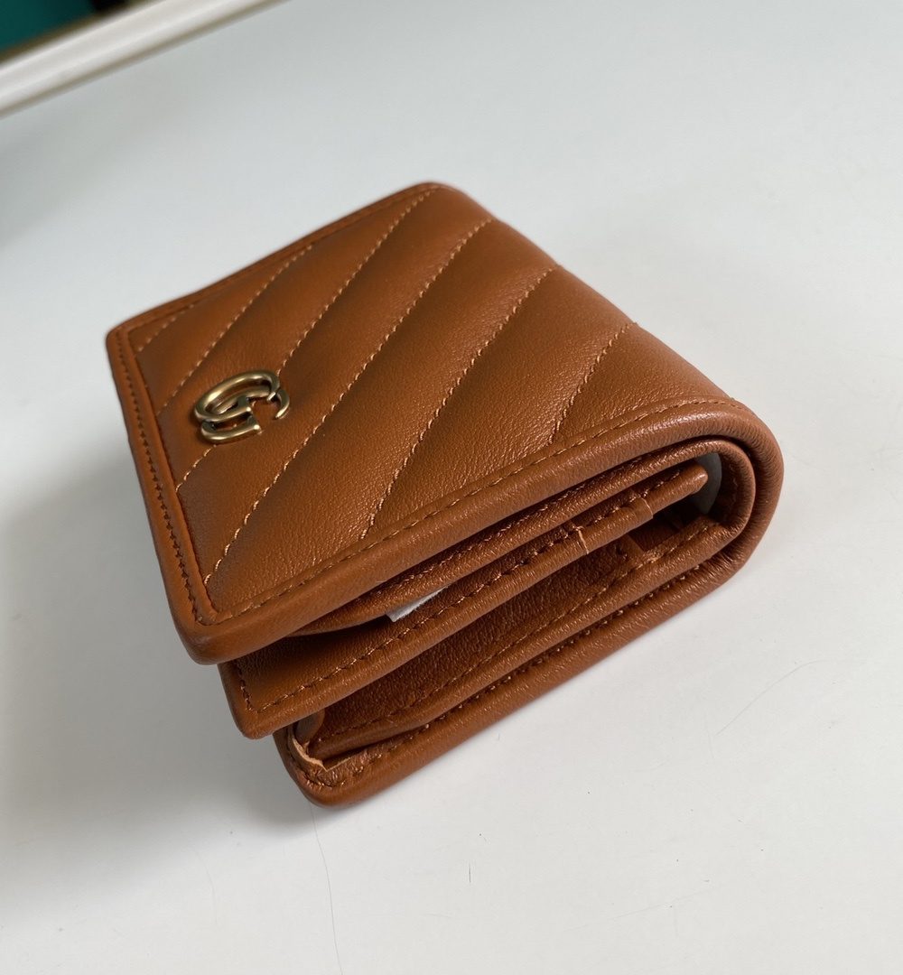 1:1 Replica Gucci Marmont Card Case Wallet Brown Women’s Wallet 11cm/4.3in GG 466492