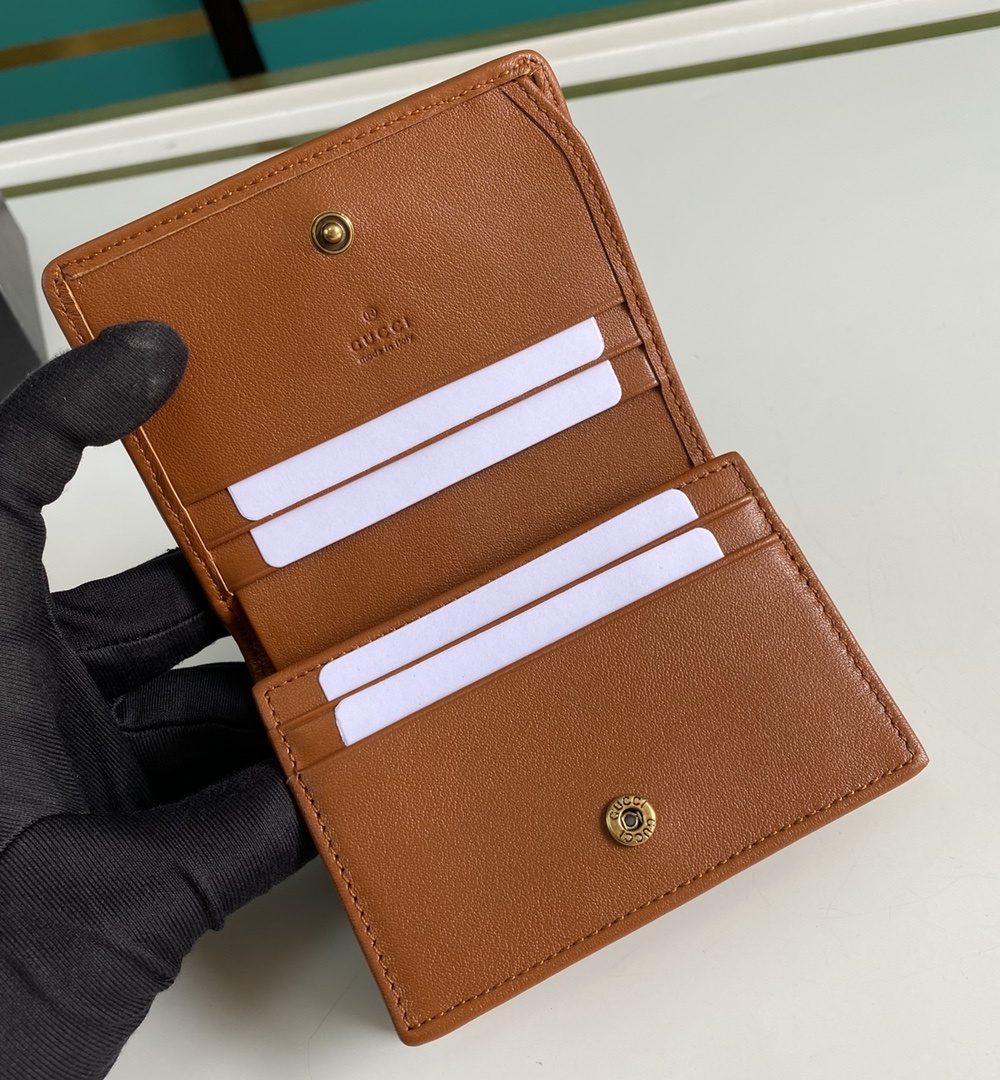 1:1 Replica Gucci Marmont Card Case Wallet Brown Women’s Wallet 11cm/4.3in GG 466492