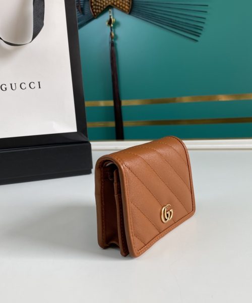 1:1 Replica Gucci Marmont Card Case Wallet Brown Women’s Wallet 11cm/4.3in GG 466492