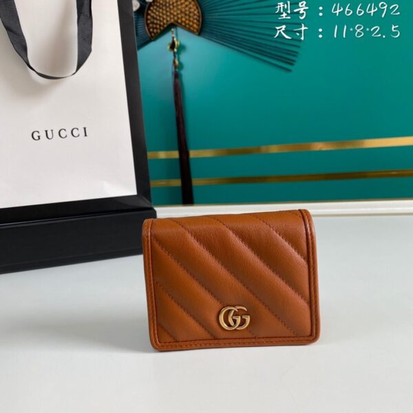 Gucci Marmont Card Case Wallet Brown Women’s Wallet 11cm/4.3in GG 466492