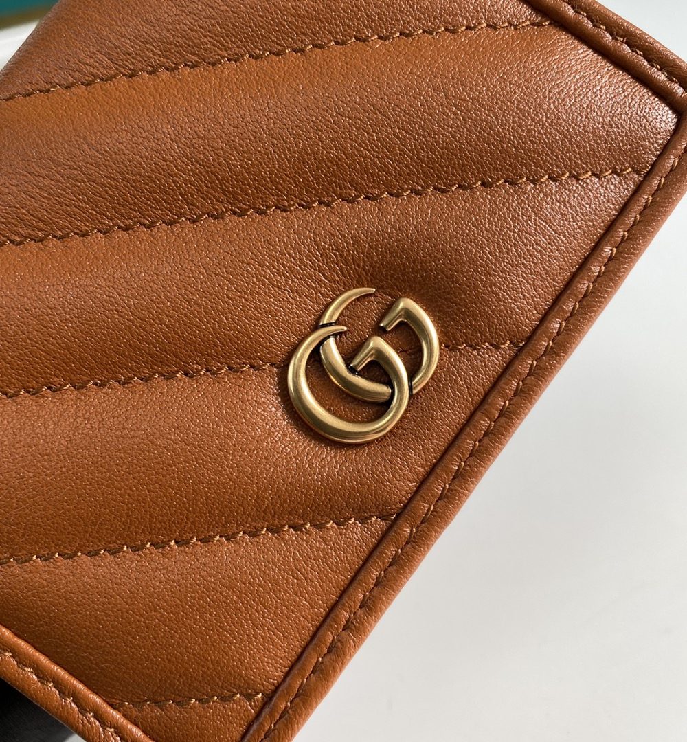 1:1 Replica Gucci Marmont Card Case Wallet Brown Women’s Wallet 11cm/4.3in GG 466492