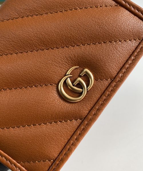 1:1 Replica Gucci Marmont Card Case Wallet Brown Women’s Wallet 11cm/4.3in GG 466492