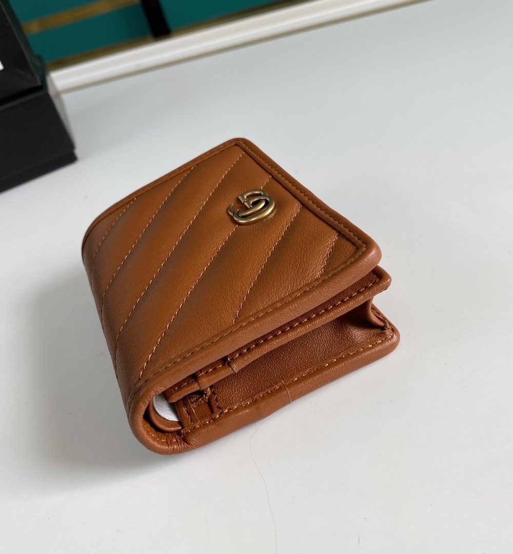 1:1 Replica Gucci Marmont Card Case Wallet Brown Women’s Wallet 11cm/4.3in GG 466492