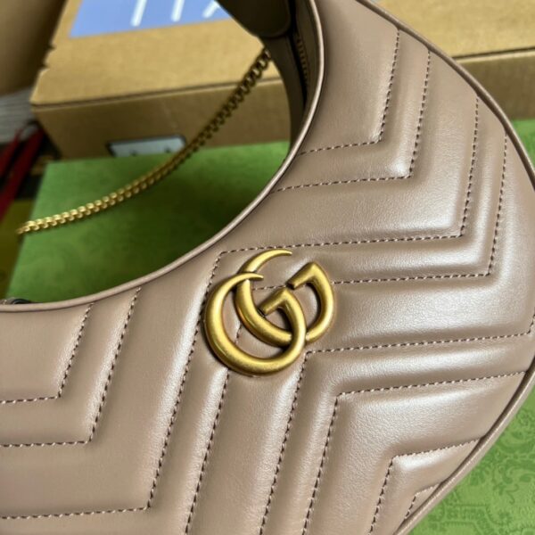 1:1 Replica Gucci Marmont Half Moon Shaped Mini Bag Beige For Women, Women's Bags 8.5in/22cm GG