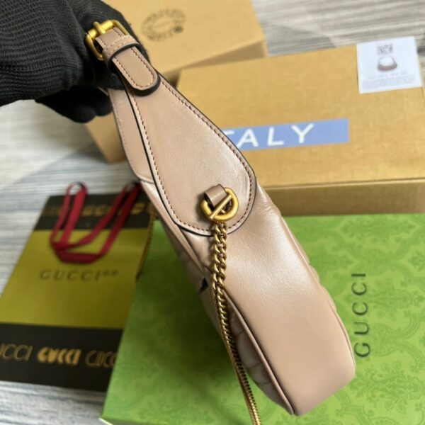 1:1 Replica Gucci Marmont Half Moon Shaped Mini Bag Beige For Women, Women's Bags 8.5in/22cm GG