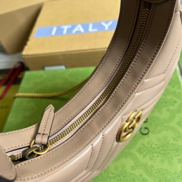1:1 Replica Gucci Marmont Half Moon Shaped Mini Bag Beige For Women, Women's Bags 8.5in/22cm GG