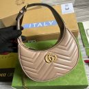 1:1 Replica Gucci Marmont Half Moon Shaped Mini Bag Beige For Women, Women's Bags 8.5in/22cm GG