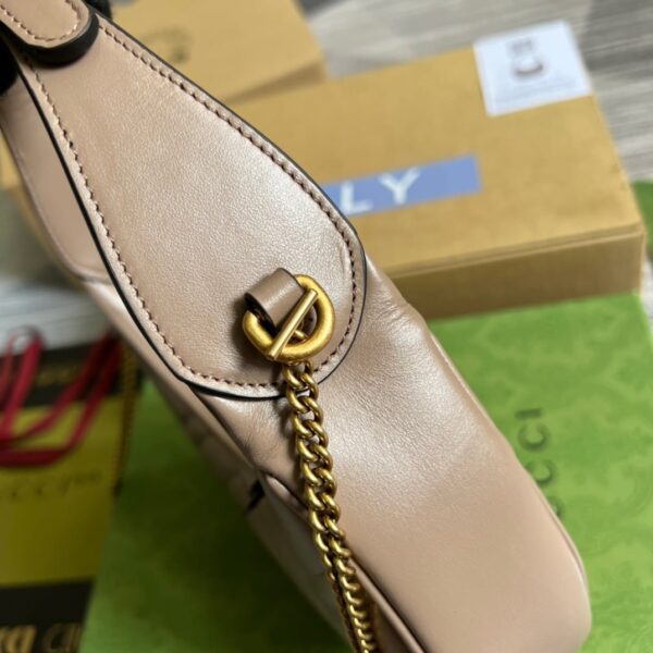 1:1 Replica Gucci Marmont Half Moon Shaped Mini Bag Beige For Women, Women's Bags 8.5in/22cm GG